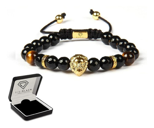 Pulsera Hombre Leon Ajustable Piedra Onix Natural