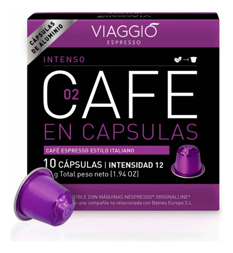 Caja X10 Capsulas Cafe Viaggio Intenso Para Nespresso - Aluminio