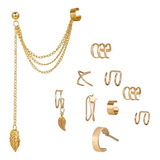 Aretes Ear Cuff Set 10 Piezas Ajustables Sin Perforacion