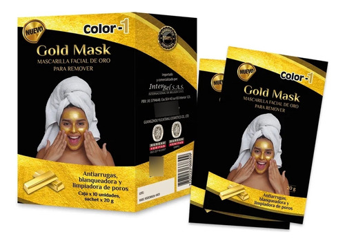 Caja Mascarilla Facial Gold X10