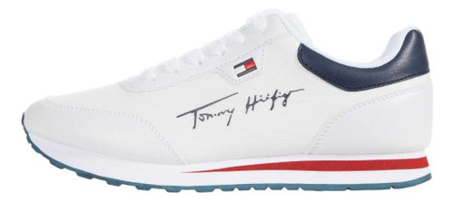 Tenis Tommy Laces Blanco Azul Rojo 100% Original Para Dama