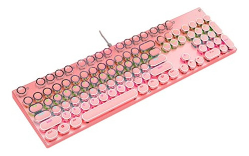 Teclado Gamer Mecánico Teclas Redondas Led Rgb Con Ñ Rosado