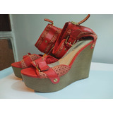 Zapato Taco , Talla 38, Guess, Color Rojo 