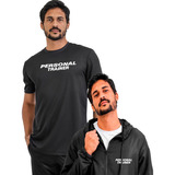 Kit Jaqueta Corta Vento Camiseta Personal Trainer Frio Combo