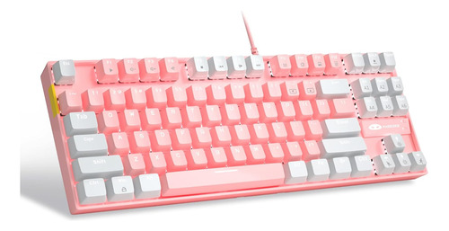 Teclado Magegee Mk-star Mecanico Rosa Branco 87 Teclas 