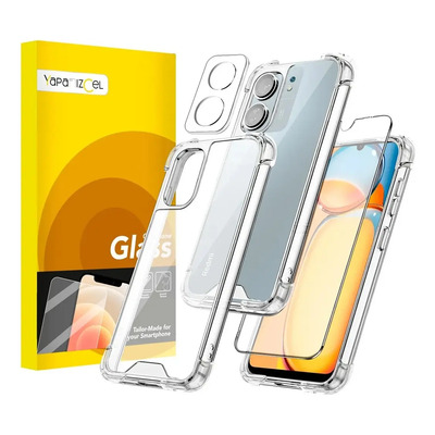Funda Para Xiaomi Redmi 13c Case Uso Rudo+ Mica Cristal Tempaldo 9h + Protector De Cámara Cristal Templado Transparente Liso