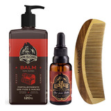 Kit Balm + Óleo + Pente De Madeira Barba Negra Don Alcides