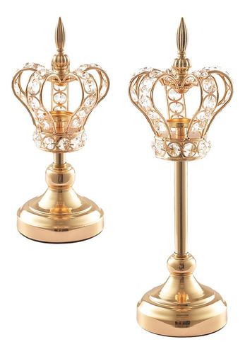 2xgold Crown Candlestick Ornament Tea Light Holder Photo