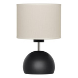 Velador Bocha Moderno Negro 1 Luz Pantalla Lino Living Kas