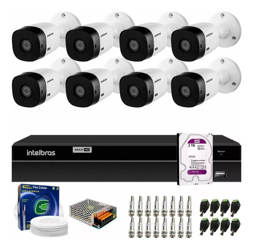 Kit Intelbras 8 Cam 1120b Dvr 8ch Mhdx 1208 C/hd 2tb Purple 