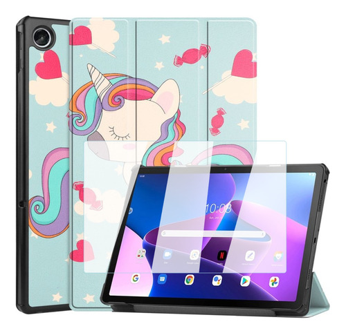 Mica+funda Smart Para Lenovo Tab M10 3ra G. Tb-328 Unicornio