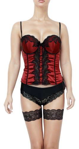 Lenceria Bustier De Satén Y Encaje Rojo Talla M