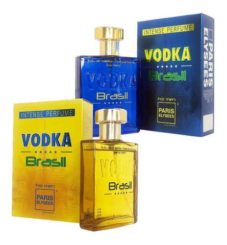 Kit Vodka Brasil Amarelo 100ml + Vodka Brasil Azul 100ml Perfume Masculino