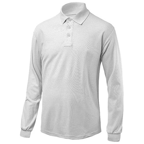 Polera Pique Blanca Ml Hombre