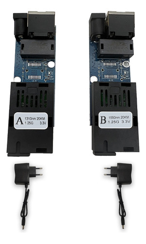 Placa De Mídia Switch Fibra Gigabit Pair A/b 1000m Com Fonte