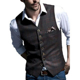 Hombre Traje Chalecos Café Ropa Hombre Boda Tweed Business