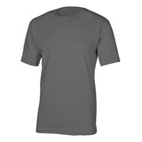 Remera Lisa Algodon Jersey Peinado Manga Corta Gris Topo