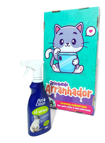 Kit Xô Gatinho Educador Pet + Arranhador Plano Para Gatos