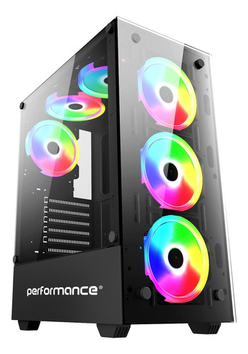 Gabinete Performance 80-12 3 Fanes Rgb Atx S/fuente