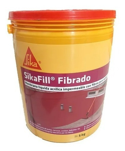 Sikafill Fibrado Impermeabilizante Membrana Líquida 5kg Color Rojo