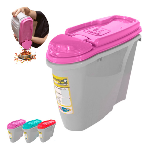 Porta Ração Pote C/ Tampa Pet Cães E Gatos  Dispenser 1,5l