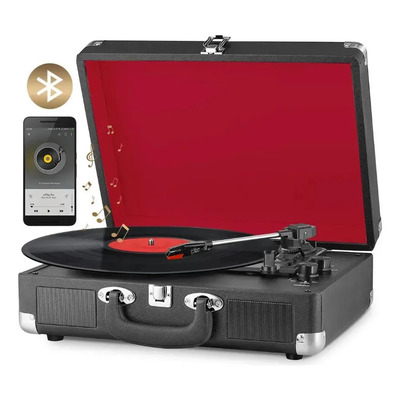 Jutang Tocadiscos De Vinilo Retro 5 En 1 Portátil Con Bluetooth Repartidor Corriente Audio Mesa Reproductor Vinilos... Rojo