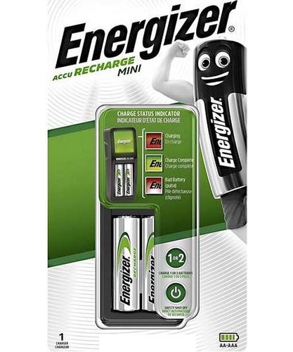 Combo Cargador Energizermini+2 Pilas Recargables Aa 2.000mah