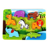 Puzzle 3d Encaje En Madera 7 Piezas  Divertidos Animales!