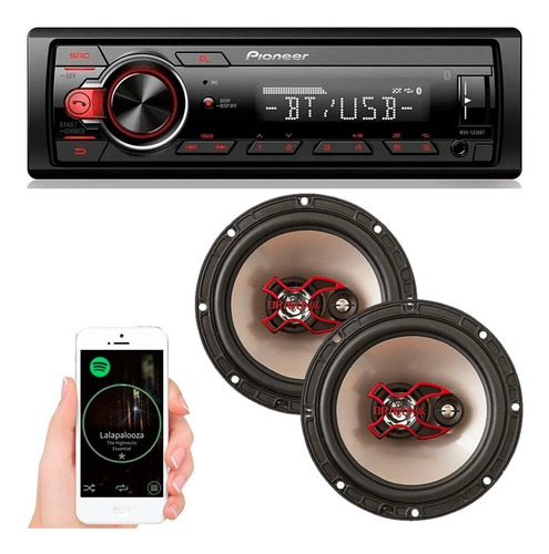Toca Rádio Mp3 Player Bluetooth Automotivo + Falante 6 Pol