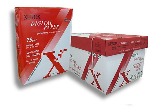 Papel Bond Xerox 75g/m² 10 X 500 Hojas De Tamaño Carta /v Color Blanco