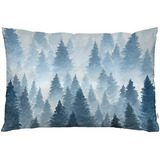 Funda De Almohada De Árbol Nebuloso Acuarela, Montaña...