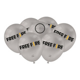 Balão Látex Prata Free Fire 9'' - C/25 Unidades - Festcolor
