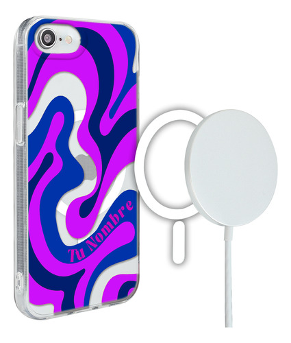 Funda Para iPhone Magsafe Nombre Para Mujer Curvas Moradas