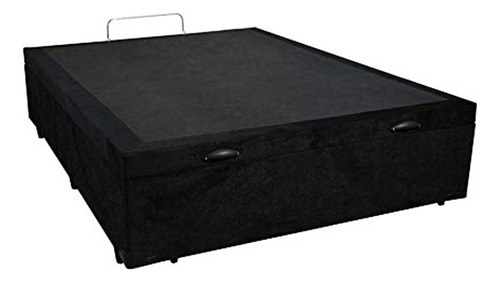 Cama Box Baú Viúvão Blindado Suede Preto