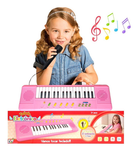 Teclado Infantil 32 Teclas Com Microfone Instrumento Musical