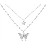 Choker Mariposa Plata 925 - Collar Finito Corazon Luna Stras