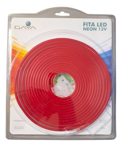 15m Mangueira Fita Led Neon 7w Vermelho 12v 400lm Ip65 Gaya