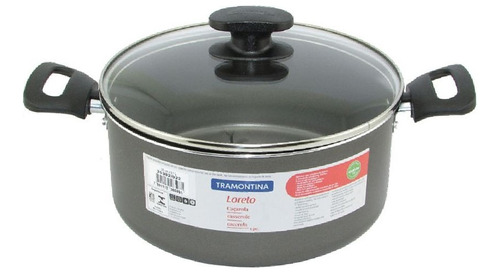 Cacerola Teflon Loreto Tramontina De 24cm Con Tapa De Vidrio