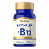 Vitamina B Complex + B12 X 180 Tabletas - Piping Rock Usa Sabor Neutro