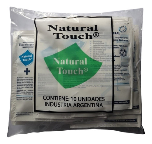 10 Paños Natural Touch Con Manzanilla P/ Higiene Corporal