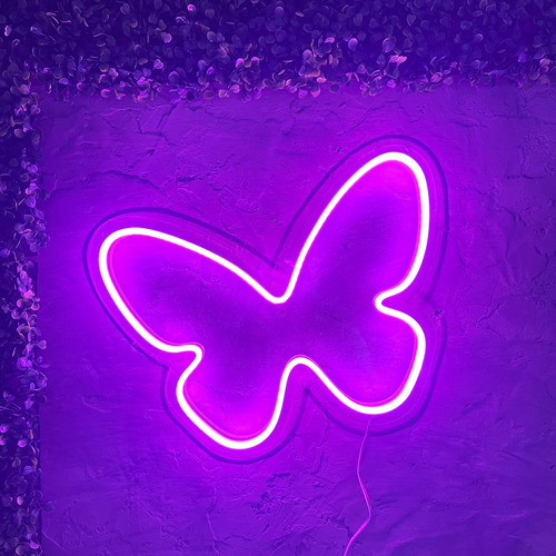 Placa Neon Led Borboleta Decoração Iluminação Instagram 40cm