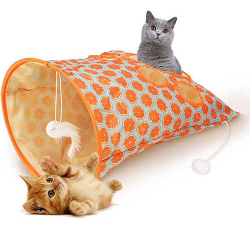 Túnel Plegable Para Gatos, Bolsas Con Pelota De Felpa -h1