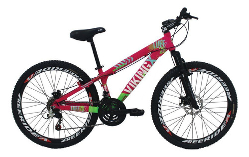 Bicicleta X Tuff25 Aro 26 Freio A Disco Shimano Rosa Viking