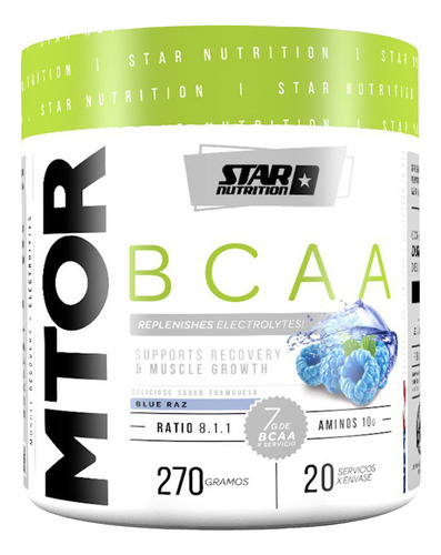 Star Nutrition Mtor Bcaa 270g Aminoácidos Sabor Blue Raz