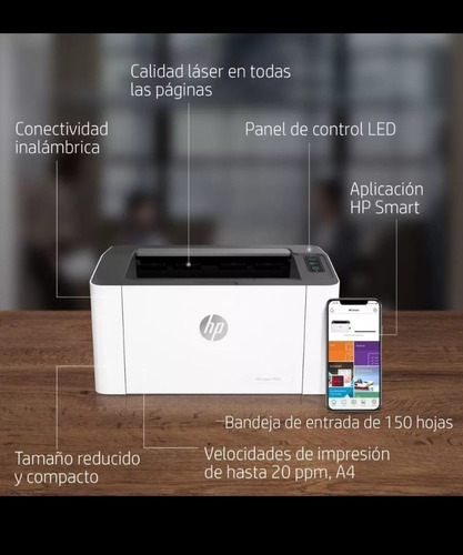 Hp Laser 107w 4zb78a - Gris/negro - 110v/240v Usada