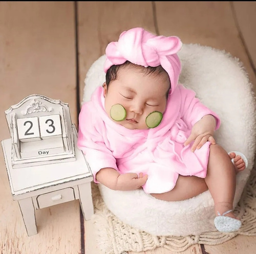 Body Newborn Roupão Banho Spa Bebê Infantil Fotograf 4 Pçs  