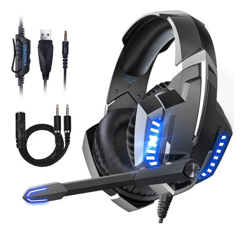 Auriculares Onikuma K18 Led Azul Con Adaptador Multi Pc Ps4 