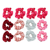 12 Xuxinhas Scrunchie De Cetim Lacinho Amarrador Antifrizz