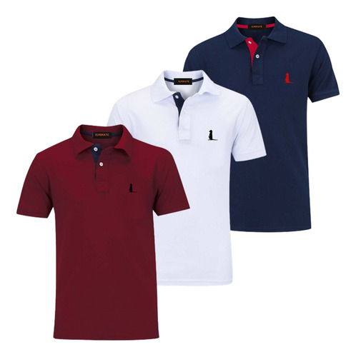 Kit 3 Camisas Polo Masculina Original Qualidade Peruana Luxo