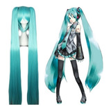 Hatsune Miku Cosplay Peruca Azul Água 120 Cm